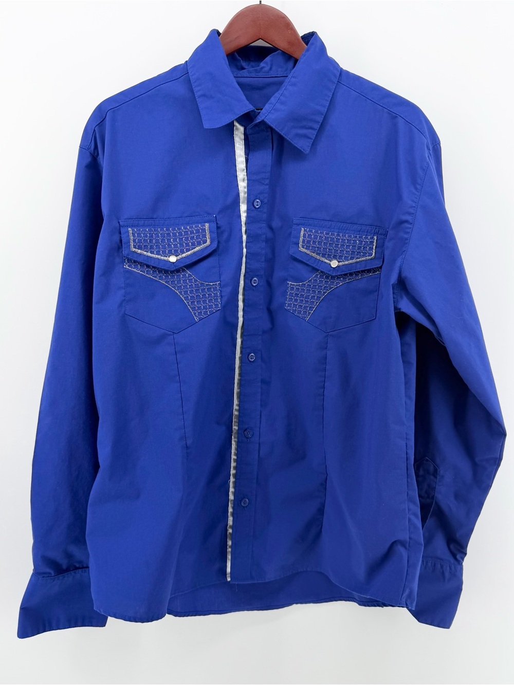 El General Royal Blue Western Embroidered Pearl Snap Shirt Long Sleeve Men’s XL